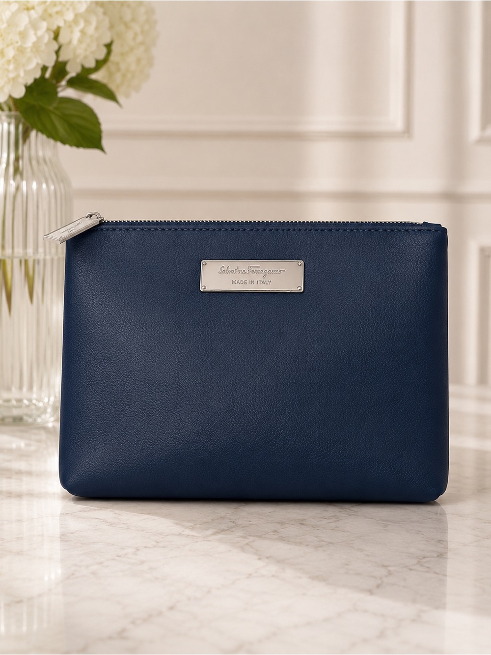 Salvatore Ferragamo Navy cosmetic bag Zipper pouch
